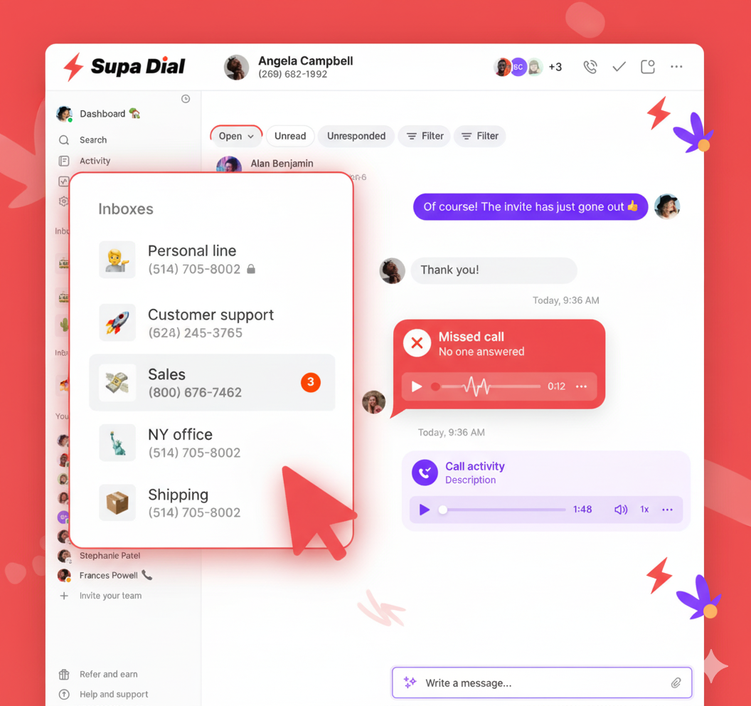 SupaDial workspace interface